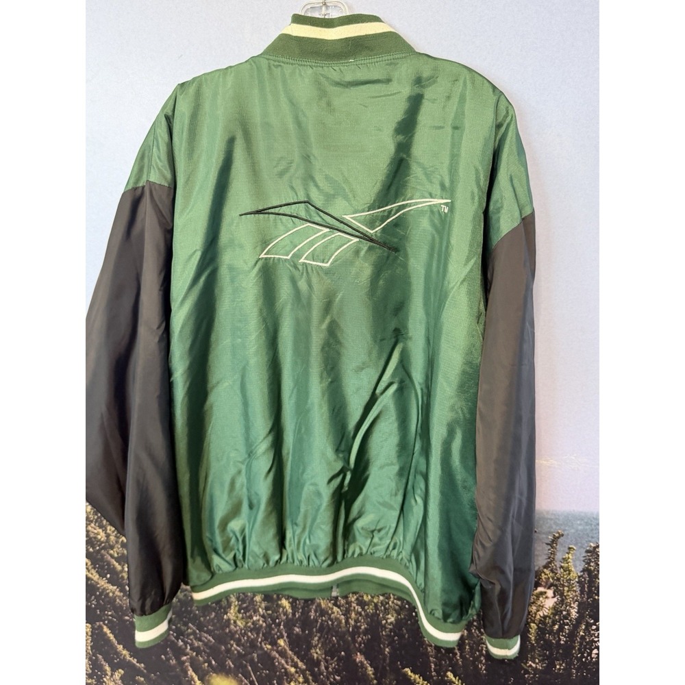 Vintage Reebok Jacket Mens XL Blue Green Full Zip Long Sleeve Lined Large Logo